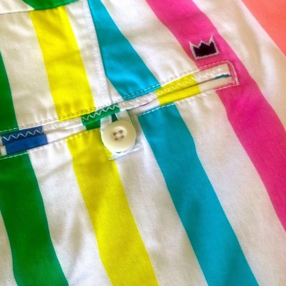 CROWN & IVY Rainbow Striped 
 5 Inch Inseam Caroline Shorts Sz 8 - Picture 7 of 9